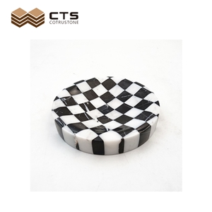 Interior Home Decor Marble Tray Checkerboard Style Plates