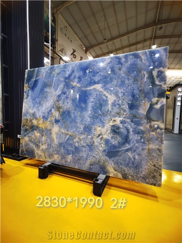 Onix Azzurro, Azzurro Onyx, Blue Onyx Polished Slabs