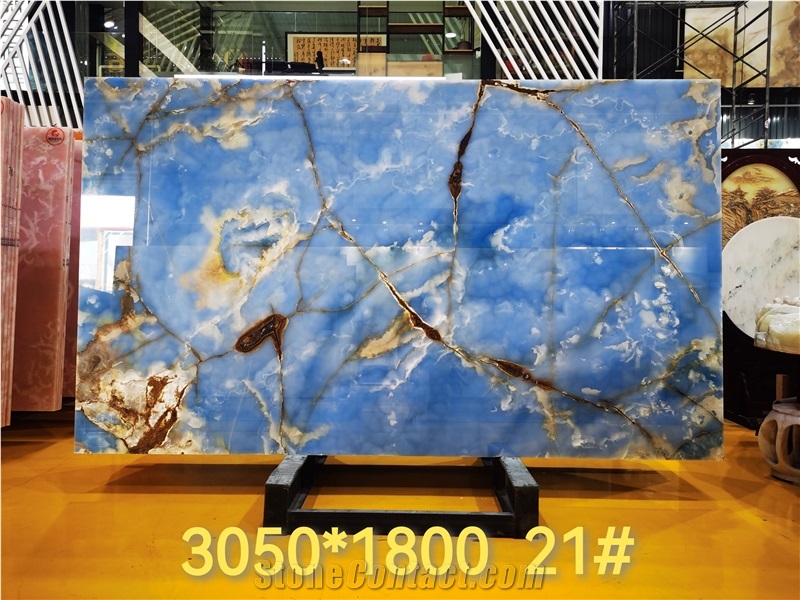 Onix Azzurro, Azzurro Onyx, Blue Onyx Polished Slabs