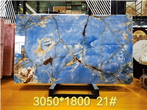 Onix Azzurro, Azzurro Onyx, Blue Onyx Polished Slabs