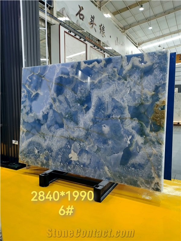 Onix Azzurro, Azzurro Onyx, Blue Onyx Polished Slabs
