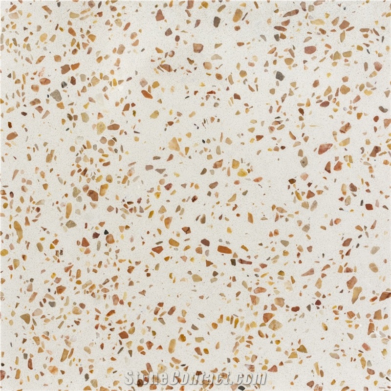 Aggregate Cement Terrazzo Slab Block White