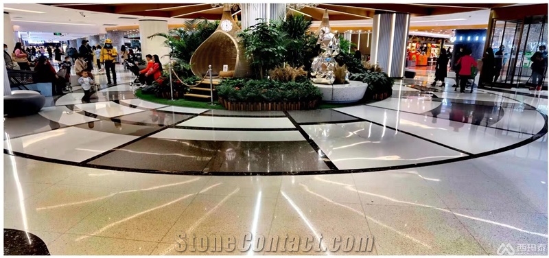 Cement Terrazzo Aggregate White Beige Slab Tiles