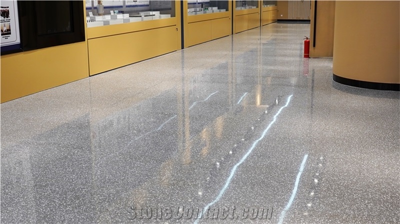 White Black Gray Cement Indoor Flooring Terrazzo Slab