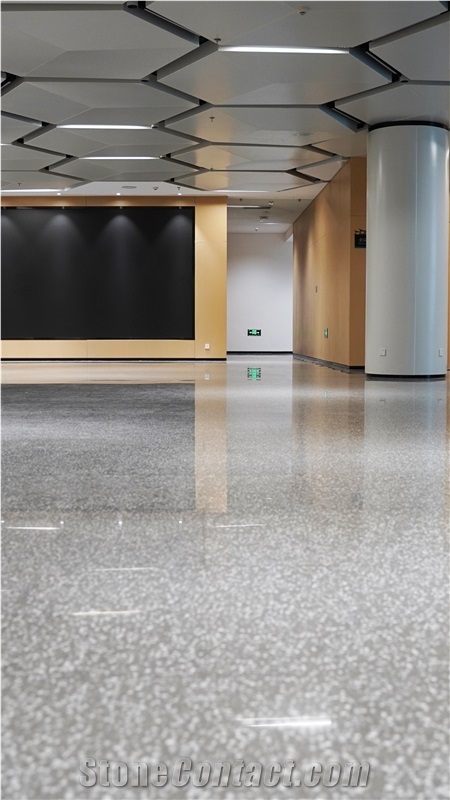 White Black Gray Cement Indoor Flooring Terrazzo Slab