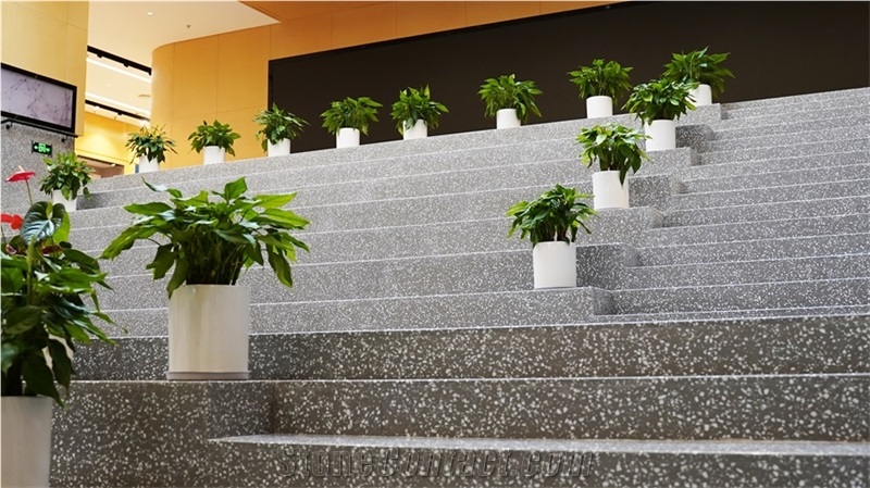White Black Gray Cement Indoor Flooring Terrazzo Slab