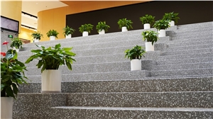 White Black Gray Cement Indoor Flooring Terrazzo Slab