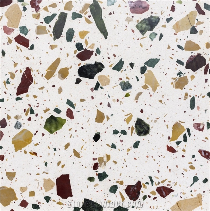 White Grey Cement Terrazzo Personalized Aggregate Tile