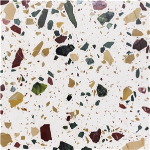White Grey Cement Terrazzo Personalized Aggregate Tile