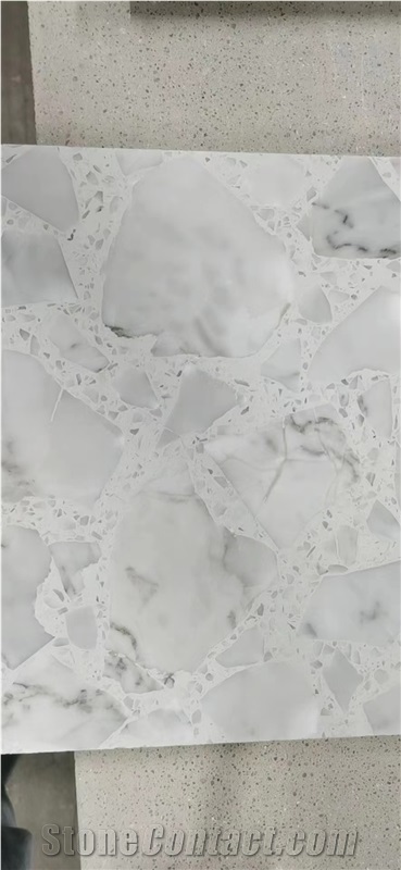 White Grey Cement Terrazzo Personalized Aggregate Tile