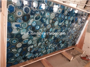 Blacklit Blue Agate Stone Wall Panels