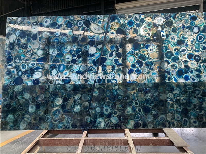 Blacklit Blue Agate Stone Wall Panels
