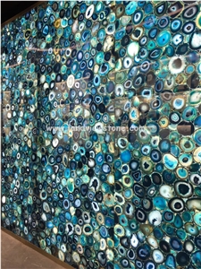 Blacklit Blue Agate Stone Wall Panels