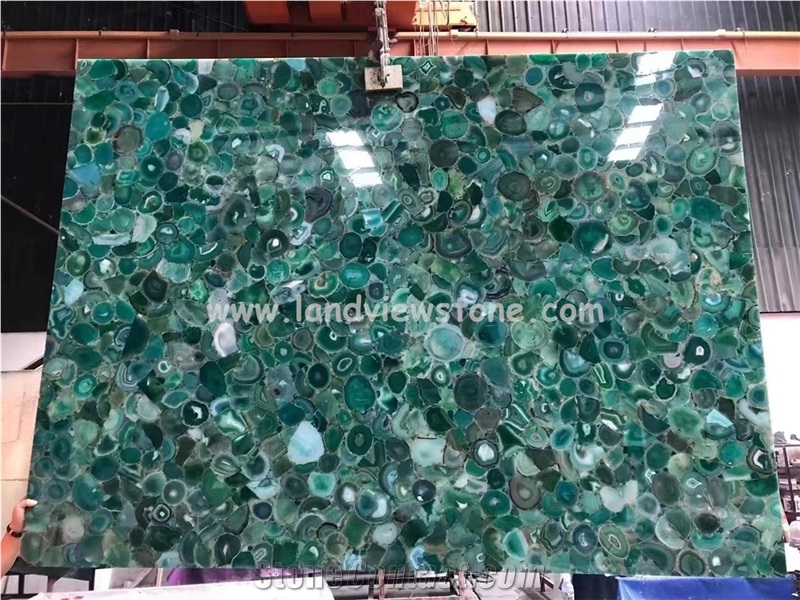 Semi-Precious Surfaces Green Agate Backlit Flooring And Wall