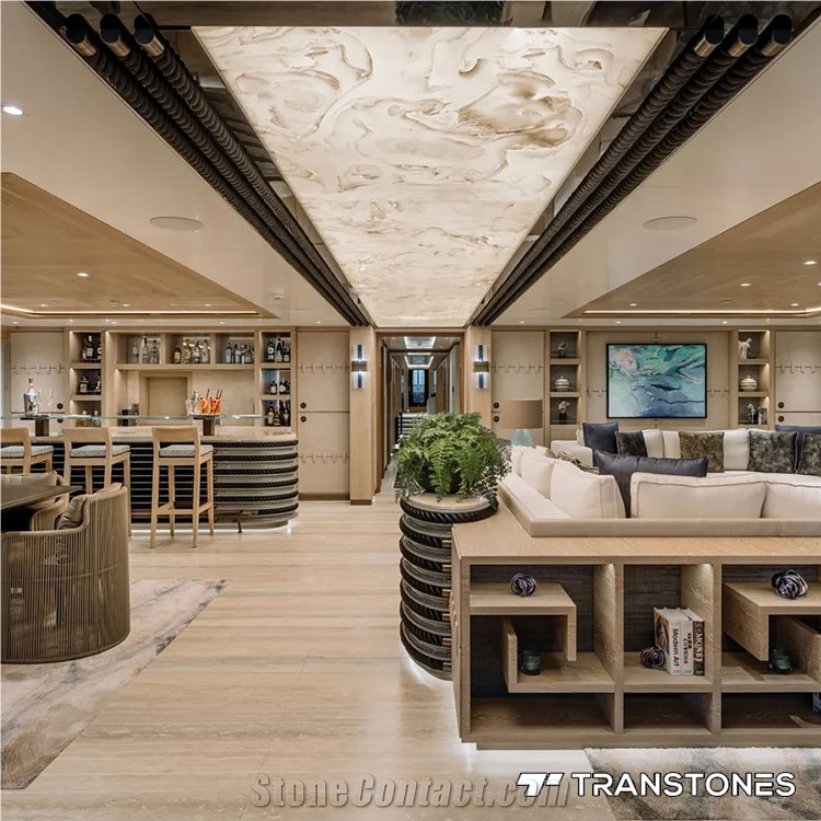 Glossy Stone Slab White Alabaster Onyx For Ceiling Decor