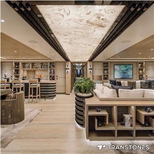 Glossy Stone Slab White Alabaster Onyx For Ceiling Decor