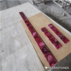 Pink Agate Stone Translucent Semi-Precious Stone For Bathroom