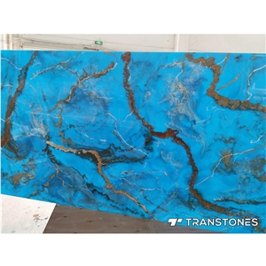 Stone Wall Cladding Artificial Blue Onyx Panels Factory Price