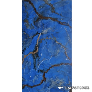 Translucent Pattern Blue Alabaster Bathroom Wall Slab