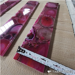Translucent Pink Agate Semiprecious Stone Wall Panel