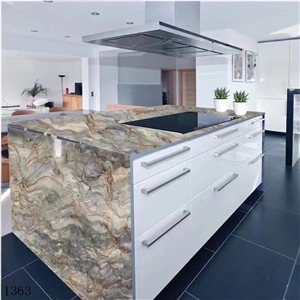 Golden Silk Road Quartzite Green Fusion Wow Slab In China