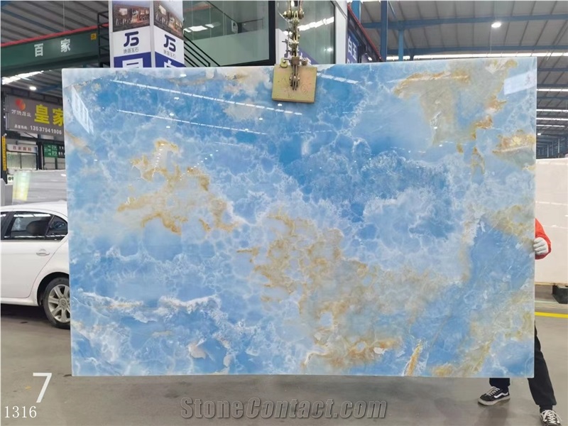Parkistan Blue Onyx Slab Wall Floor Tiles