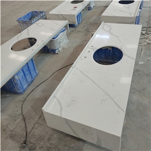 Calacatta Quartz Stone Precut Kitchen Countertop