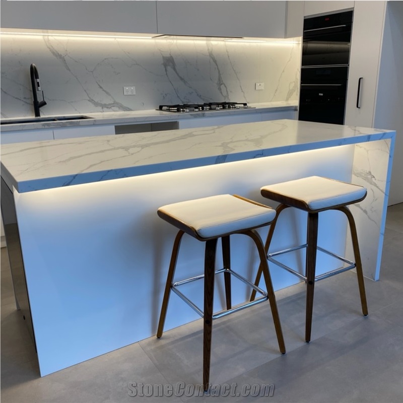 Calacatta Quartz Stone Precut Kitchen Countertop