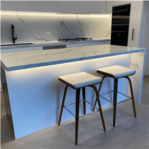 Calacatta Quartz Stone Precut Kitchen Countertop