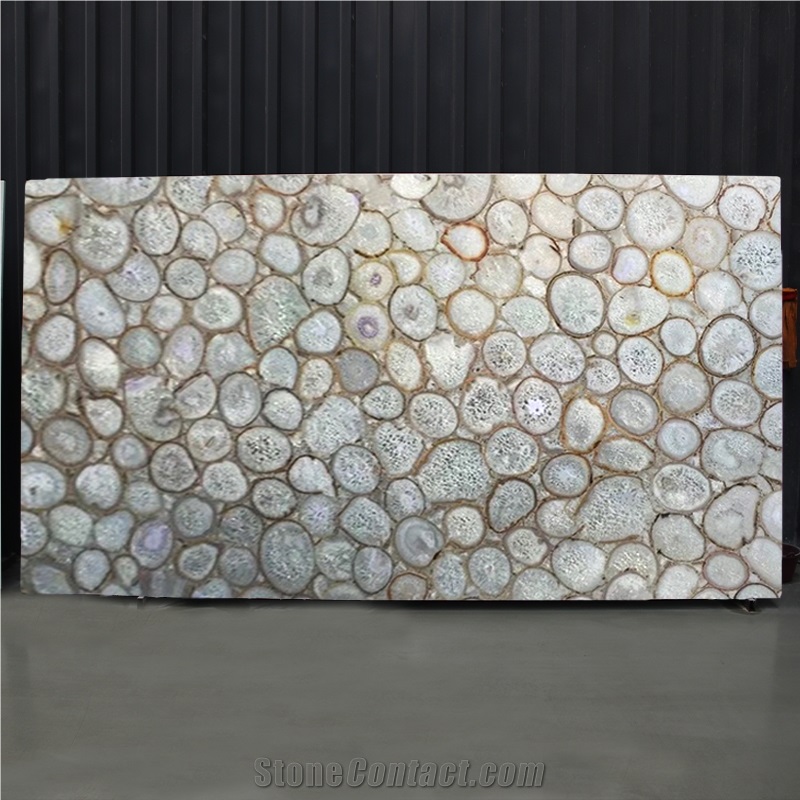Chinese Factory Wholesale White Semiprecious Stone Big Slab