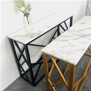 Customized Style Rectangle Round White Marble Coffee Table