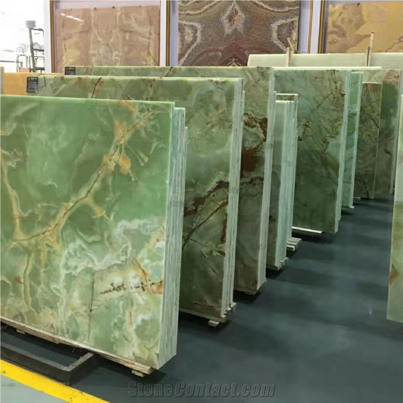 Green Onyx Transmit Wall Tiles Slab Natural Stone