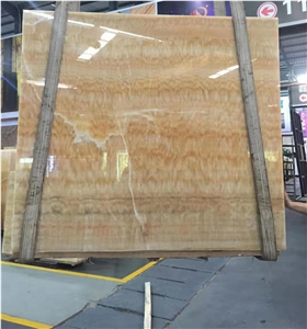 Luxury Decorative Stone Yellow Rosin Onyx Big Slab