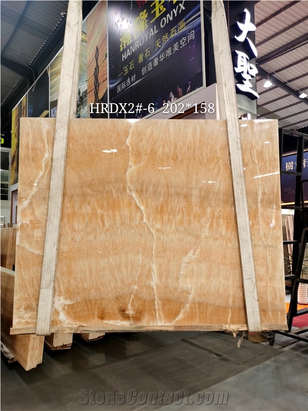Luxury Decorative Stone Yellow Rosin Onyx Big Slab