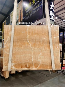 Luxury Decorative Stone Yellow Rosin Onyx Big Slab