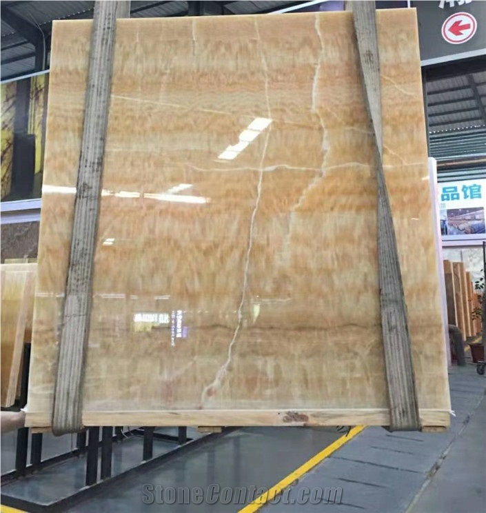 Luxury Decorative Stone Yellow Rosin Onyx Big Slab