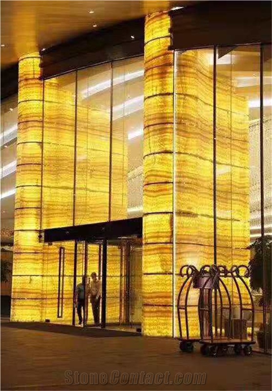 Luxury Decorative Stone Yellow Rosin Onyx Big Slab