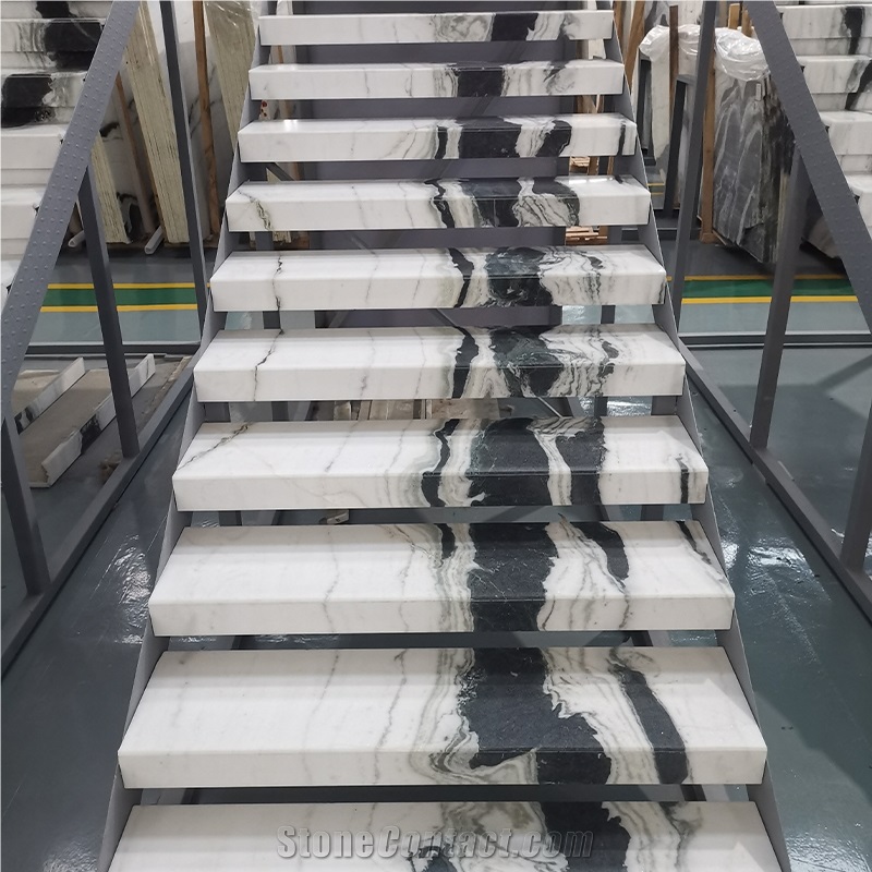 Wholesale Customized Size White Panda Marble Stairs Tiles