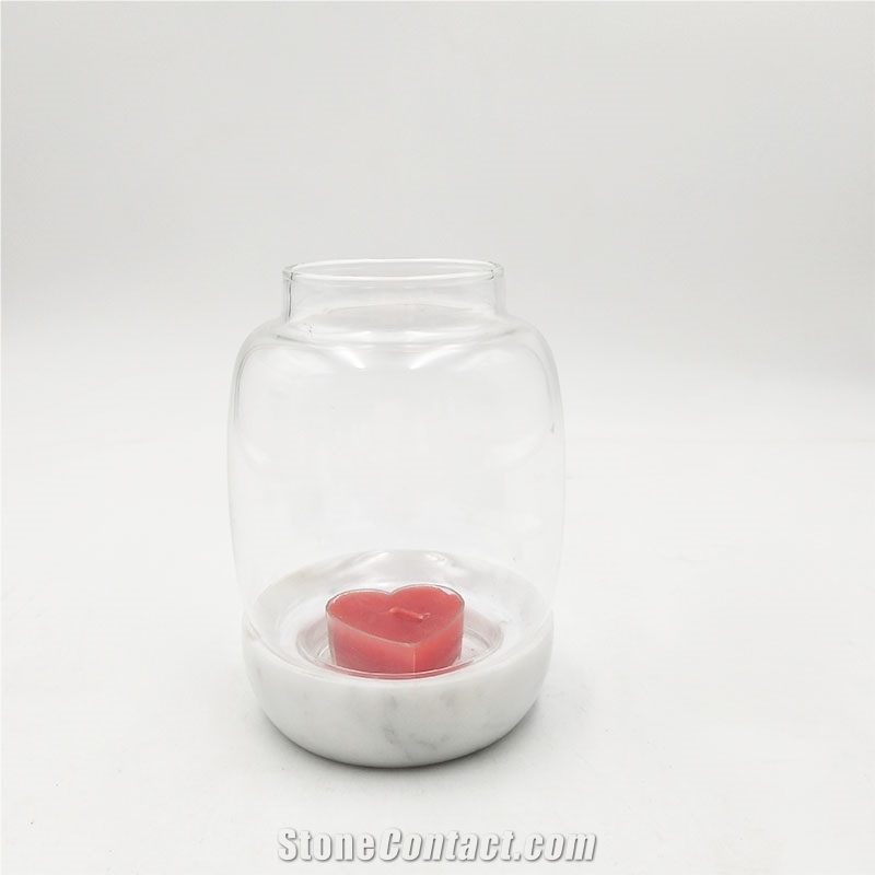 Carrara White Marble Candle Holder Home Desgin