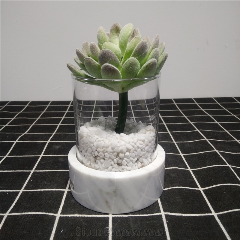 Carrara White Marble Candle Holder Home Desgin