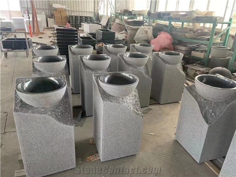 G654 Stone Free Standing Pedestal Basin Bathroom Wash Sink