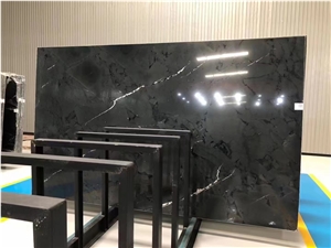 Negresco Solid Quartzite Surface Black Kitchen Countertop