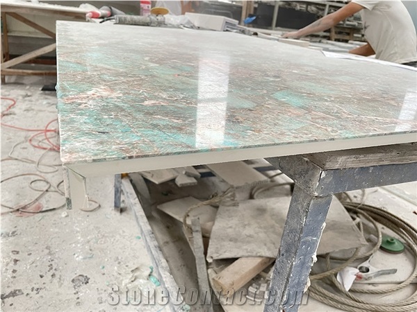 Bevel Amazonita Granite Composite Sintered Stone Backed Tile