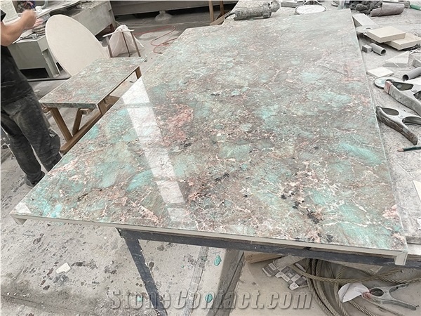 Bevel Amazonita Granite Composite Sintered Stone Backed Tile
