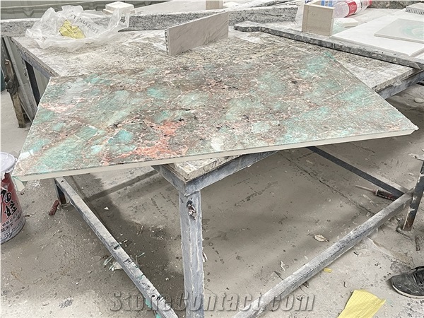 Bevel Amazonita Granite Composite Sintered Stone Backed Tile