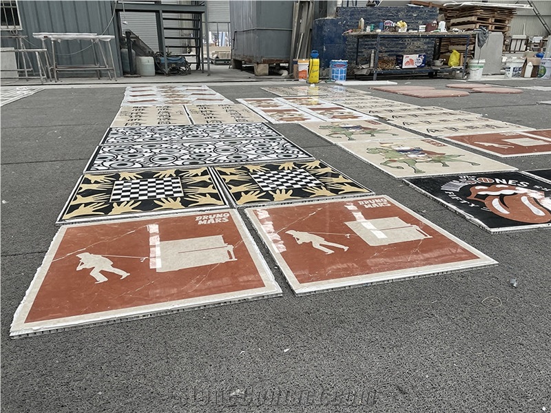 Lightweight Waterjet Design Various Marble Medallions Wall