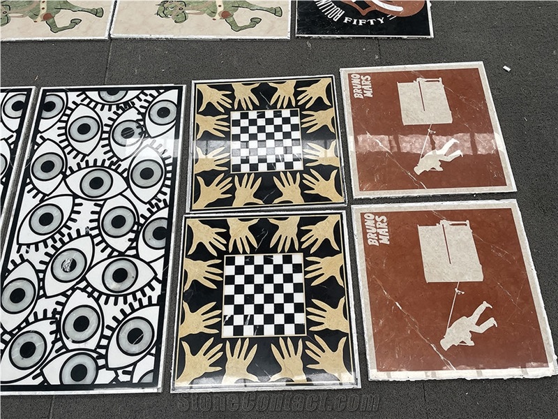 Lightweight Waterjet Design Various Marble Medallions Wall