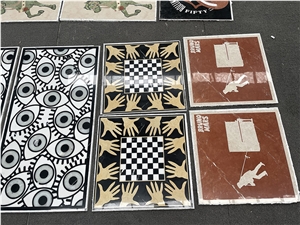 Lightweight Waterjet Design Various Marble Medallions Wall
