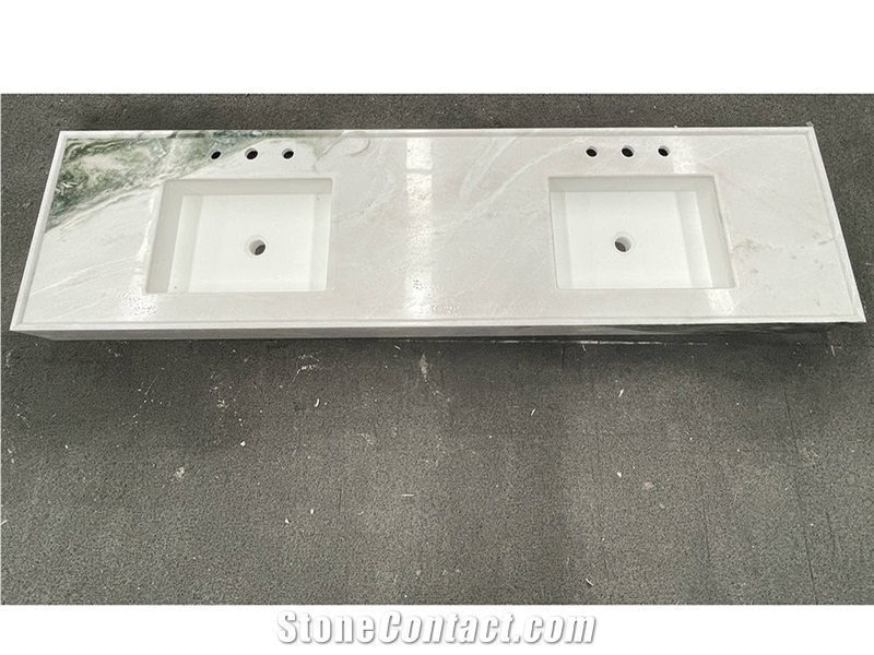 Panda White Marble Composite Basin Bathroom Sink