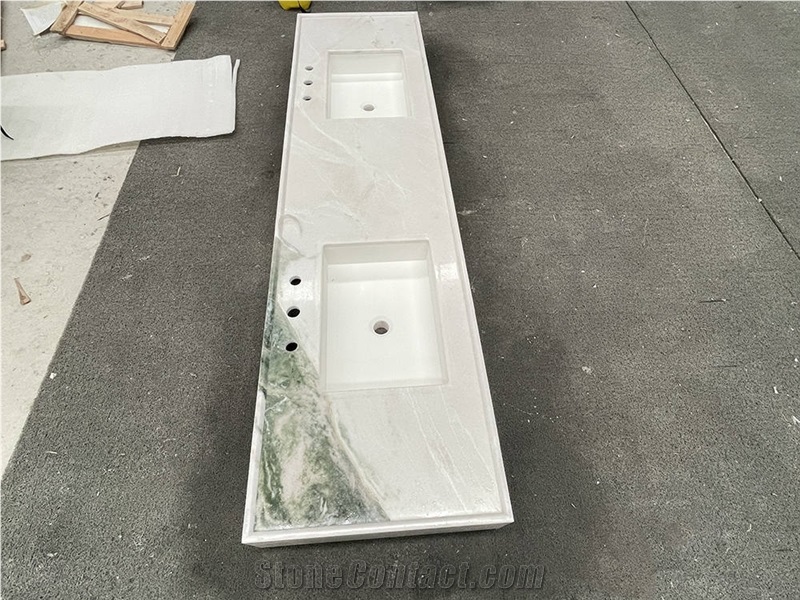 Panda White Marble Composite Basin Bathroom Sink